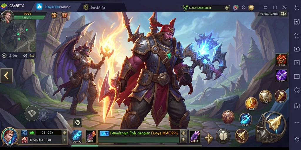 Screenshot utama 1234BETS, menunjukkan aksi pertarungan dalam MMORPG.