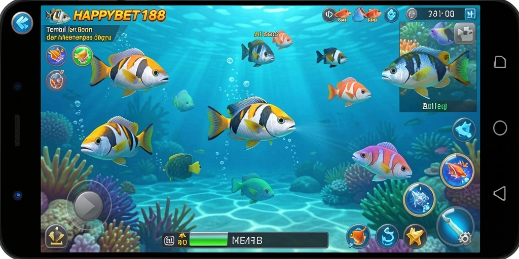 Tampilan gameplay seru dari game Tembak Ikan HAPPYBET188.