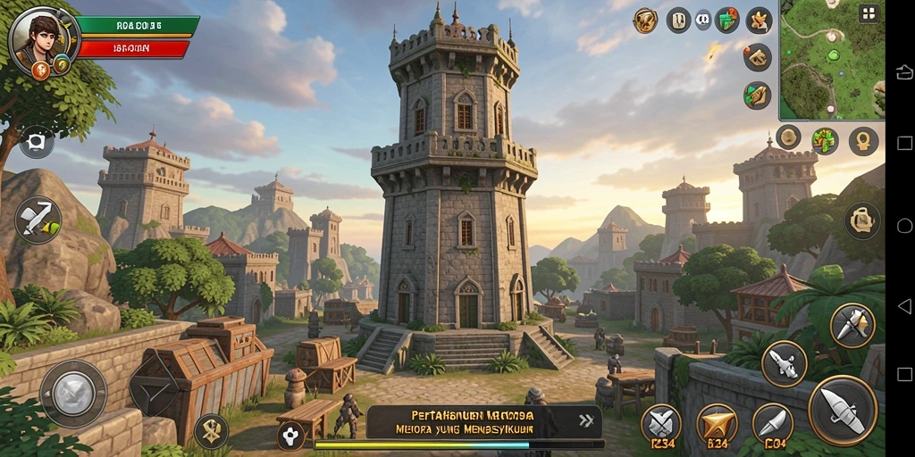 Screenshot gameplay K234 menampilkan aksi menara pertahanan yang epik.
