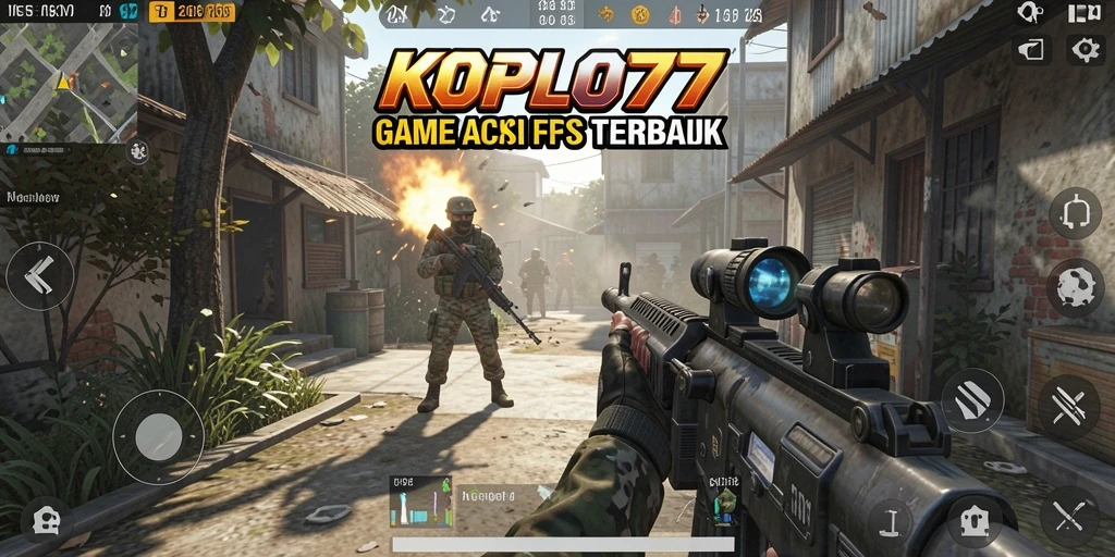 Tangkapan layar menunjukkan aksi intens dalam gameplay FPS KOPLO77.
