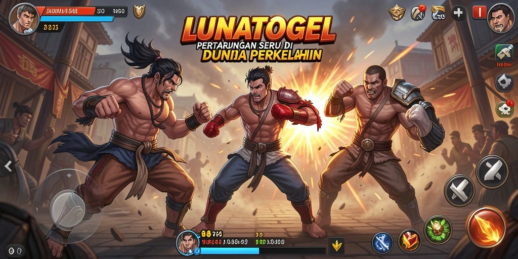 Screenshot gameplay LUNATOGEL menampilkan pertarungan seru dan karakter unik.
