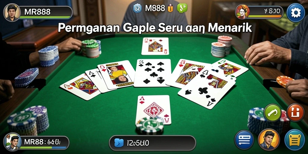 Screenshot gameplay MR888 menampilkan suasana seru permainan Gaple.