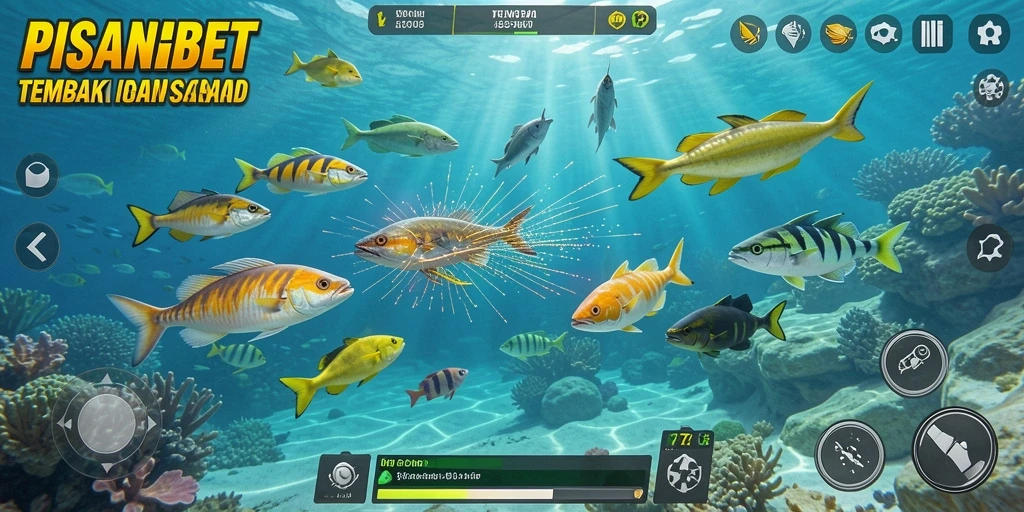 Screenshot gameplay PISANGBET yang menampilkan aksi menembak ikan.