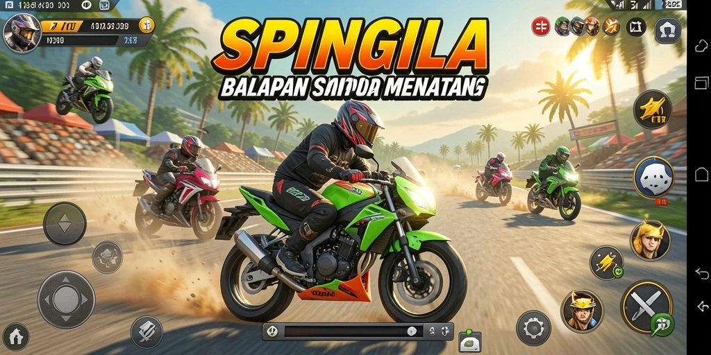 Gameplay seru balapan motor di SPINGILA.